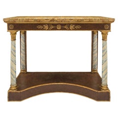 Antique Italian Early 19th Century Neo-Classical Giltwood and Scagliola Console
