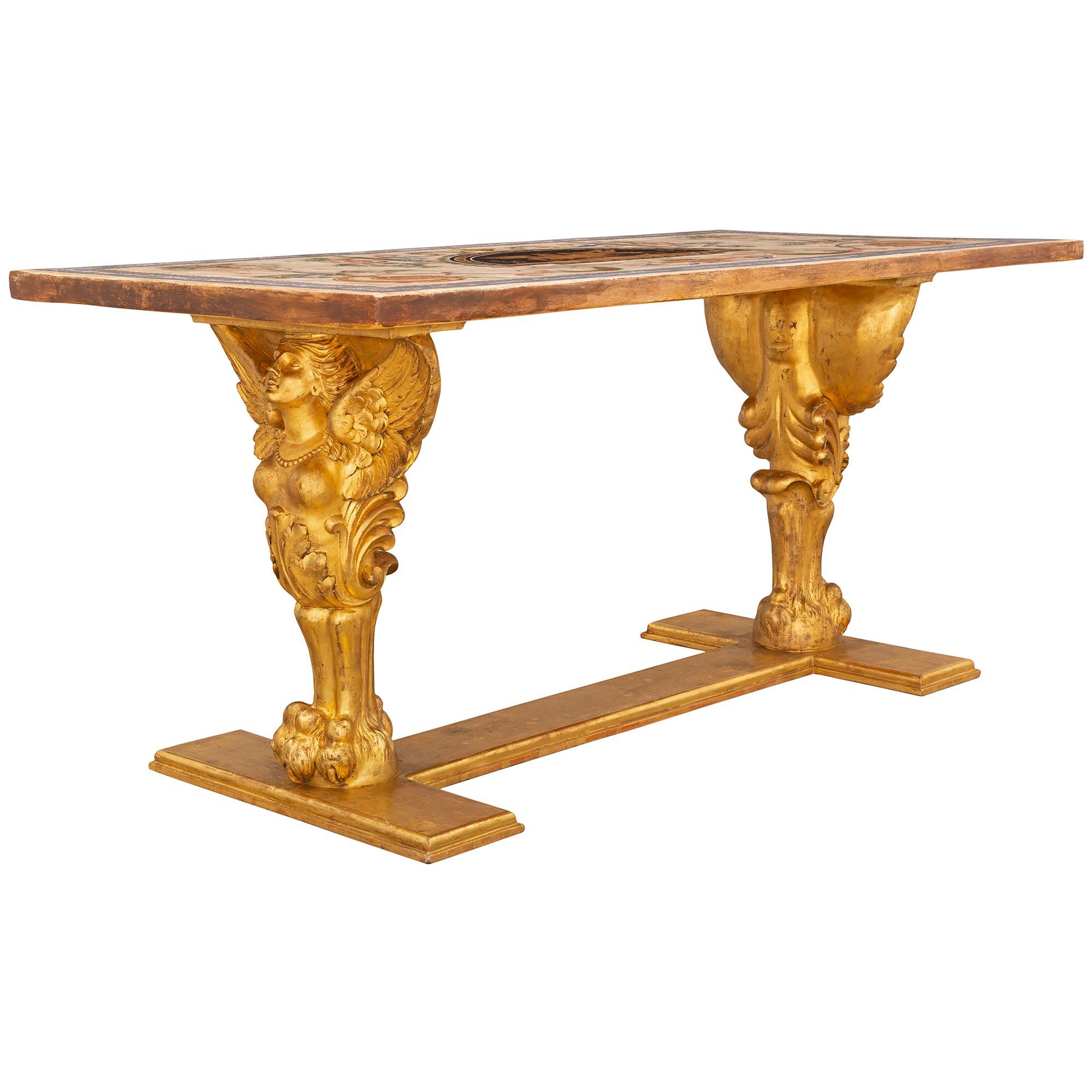 Scagliola Table basse italienne néoclassique du début du XIXe siècle de style néo-classique en vente