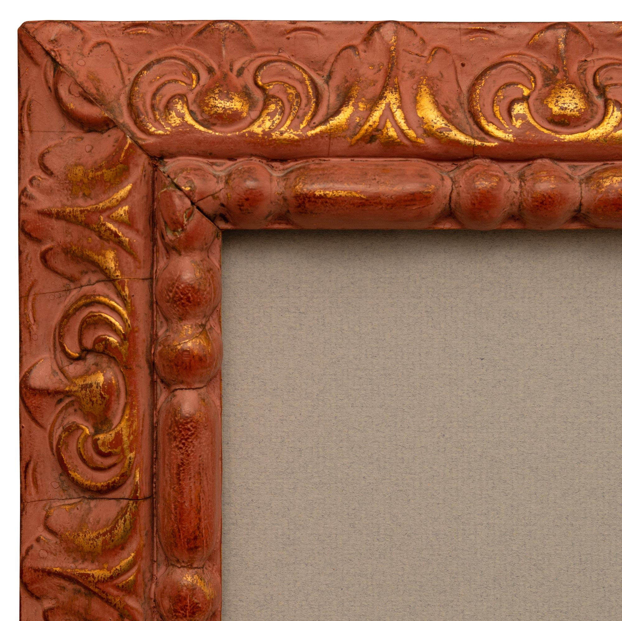 Patinated Italian early 19th century Neo-Classical st. Gilt and patinated wood Gouache For Sale