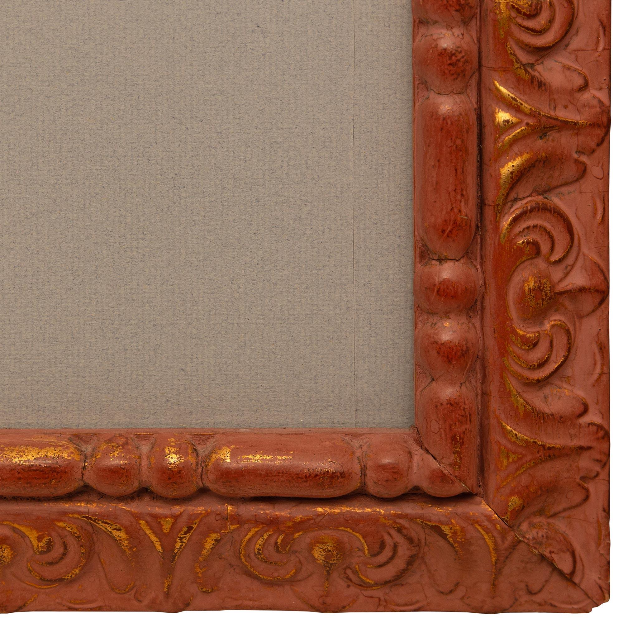 Italian early 19th century Neo-Classical st. Gilt and patinated wood Gouache For Sale 1