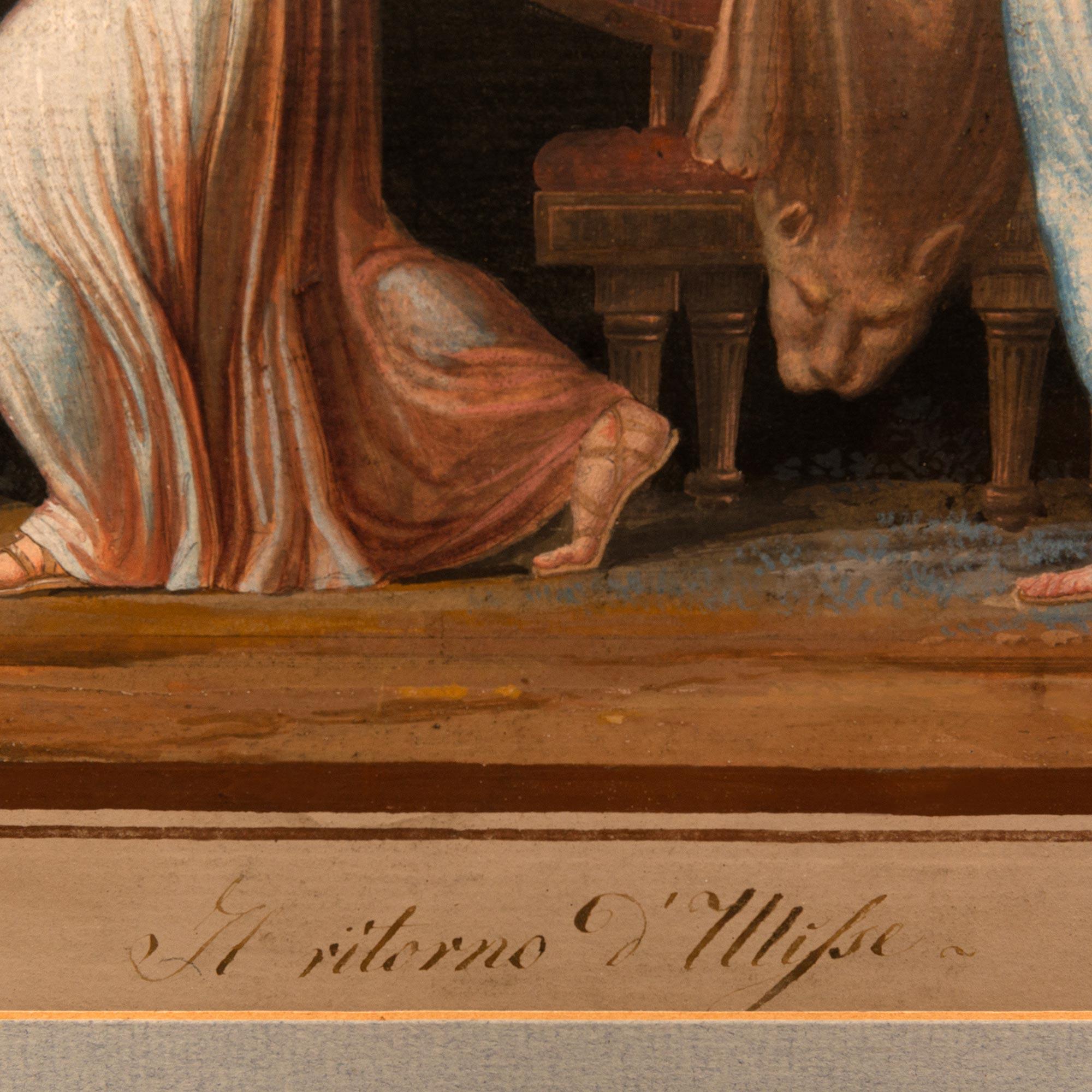 Italian early 19th century Neo-Classical st. Gilt and patinated wood Gouache For Sale 2