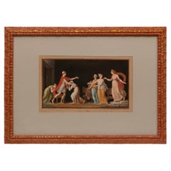  Italian early 19th century Neo-Classical st. Gilt and patinated wood Gouache
