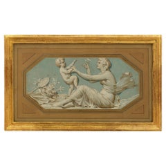 Italian early 19th century Neo-Classical st. Gouache and Giltwood painting