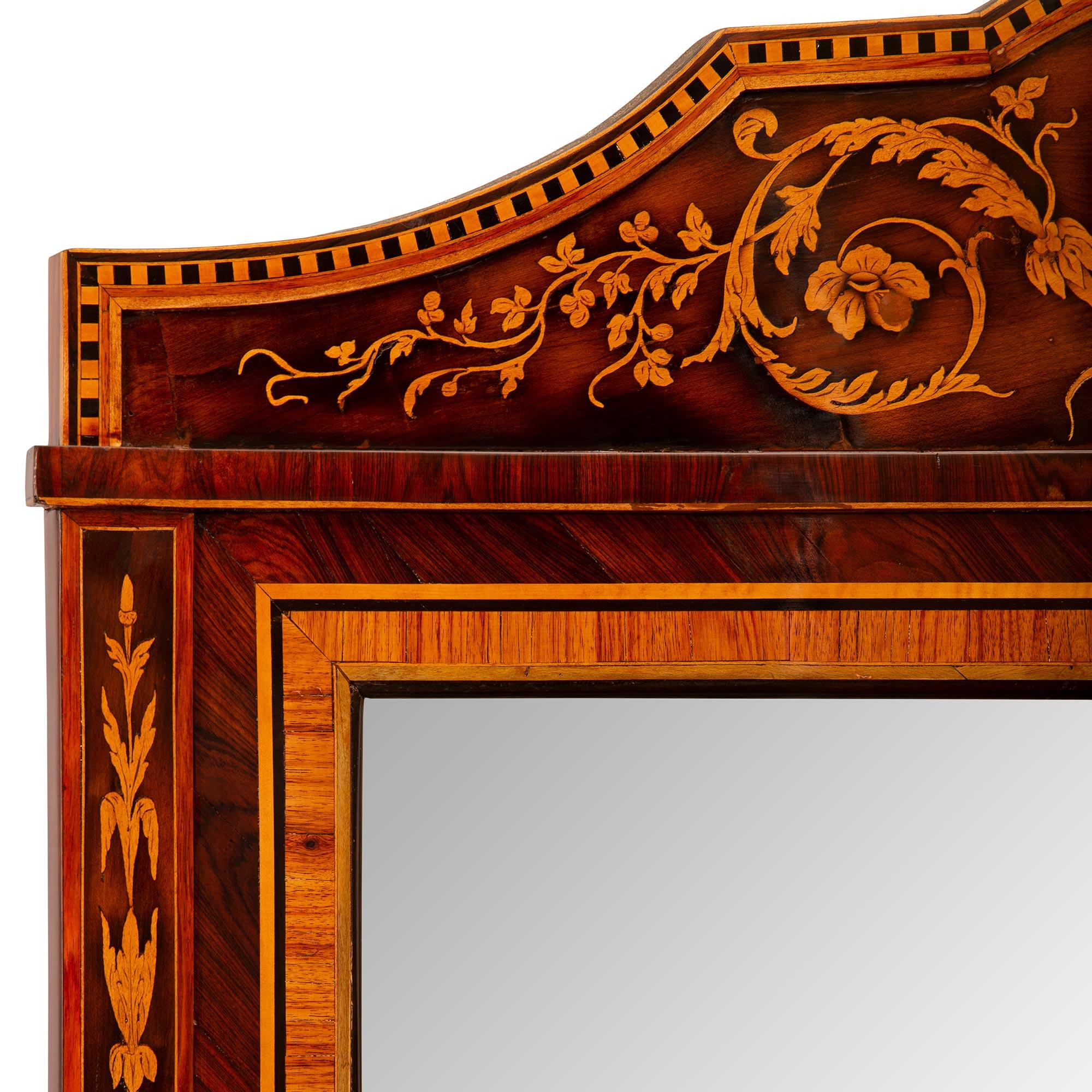 Ebonized Italian Early 19th Century Neo-Classical St. Kingwood And Fruitwood Mirror For Sale
