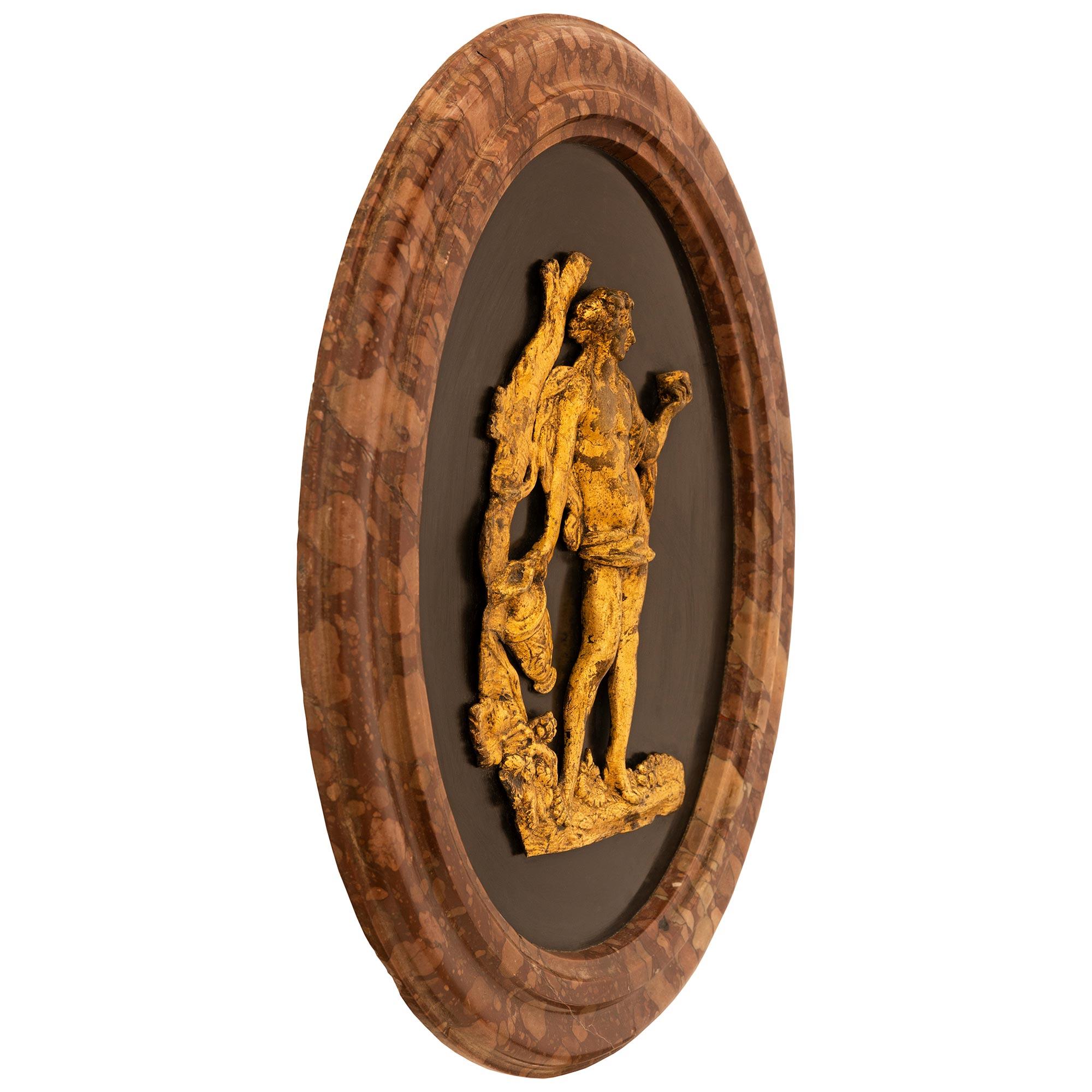 Neoclassical Italian early 19th century Neo-Classical st. marble and Ormolu plaque For Sale
