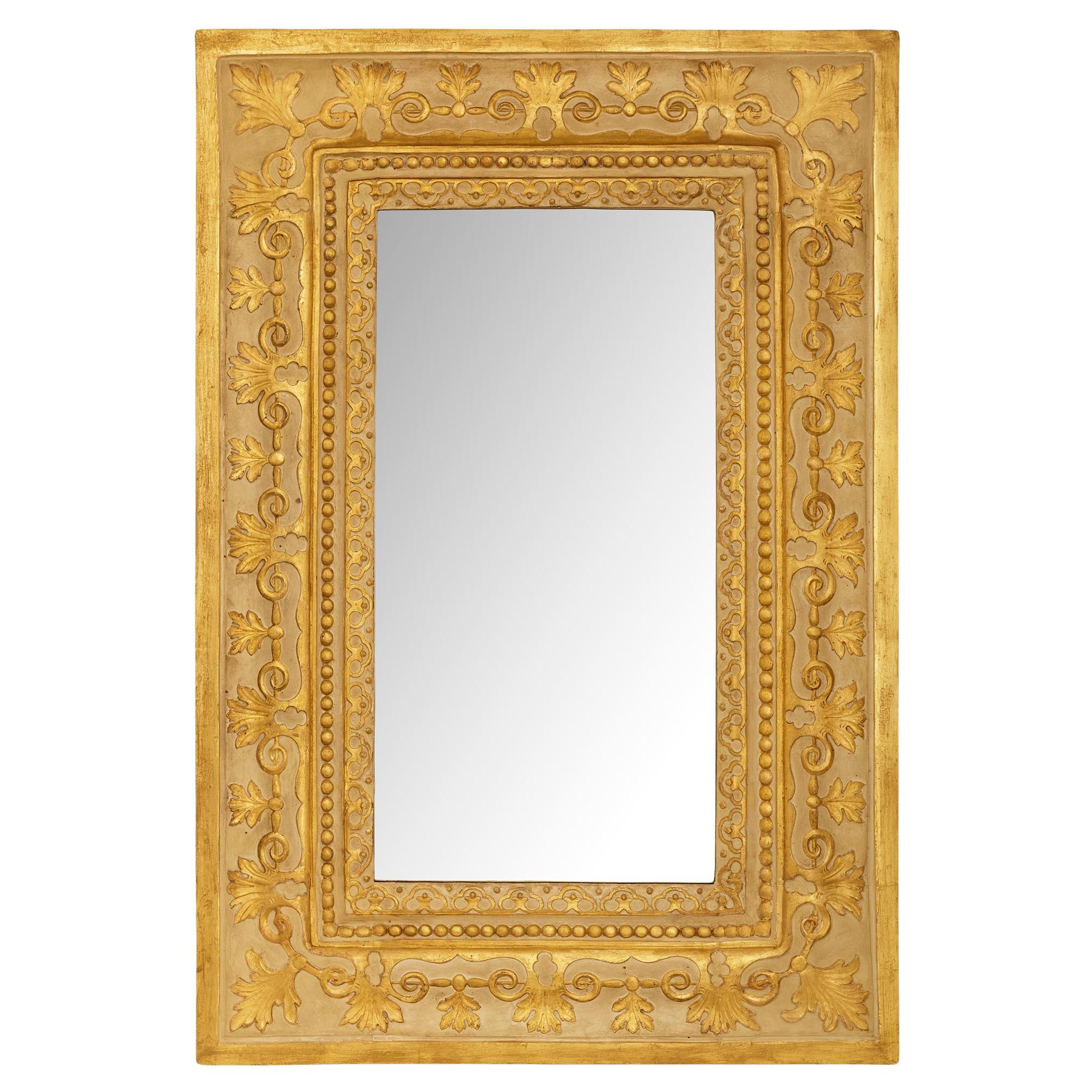 Italienischer neoklassizistischer Spiegel aus patiniertem Holz und Giltwood aus dem frühen 19.