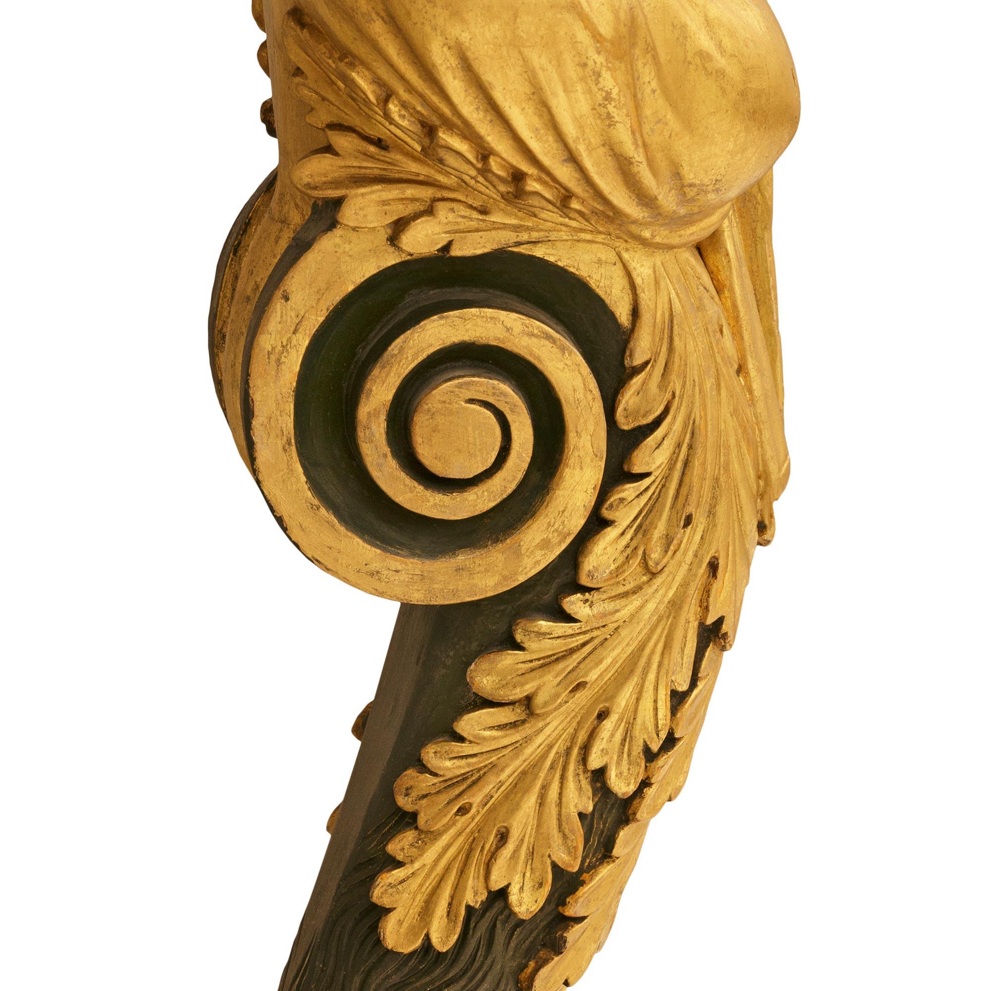 Consolle neoclassica italiana del primo Ottocento. Console in Wood, Giltwood e Granito in vendita 1