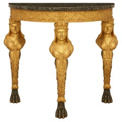 Italienische neoklassizistische Konsole aus dem frühen 19. Konsole aus Wood, Giltwood und Granit