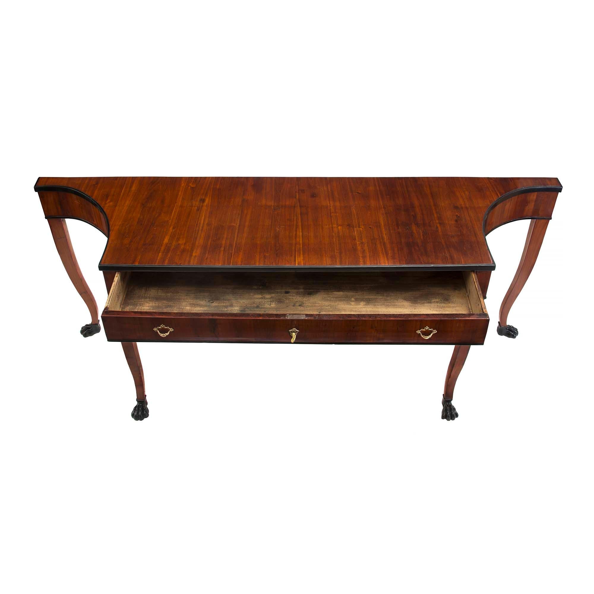 Ebonized Italian Early 19th Century Neoclassical Style Mahogany and Fruitwood Console For Sale