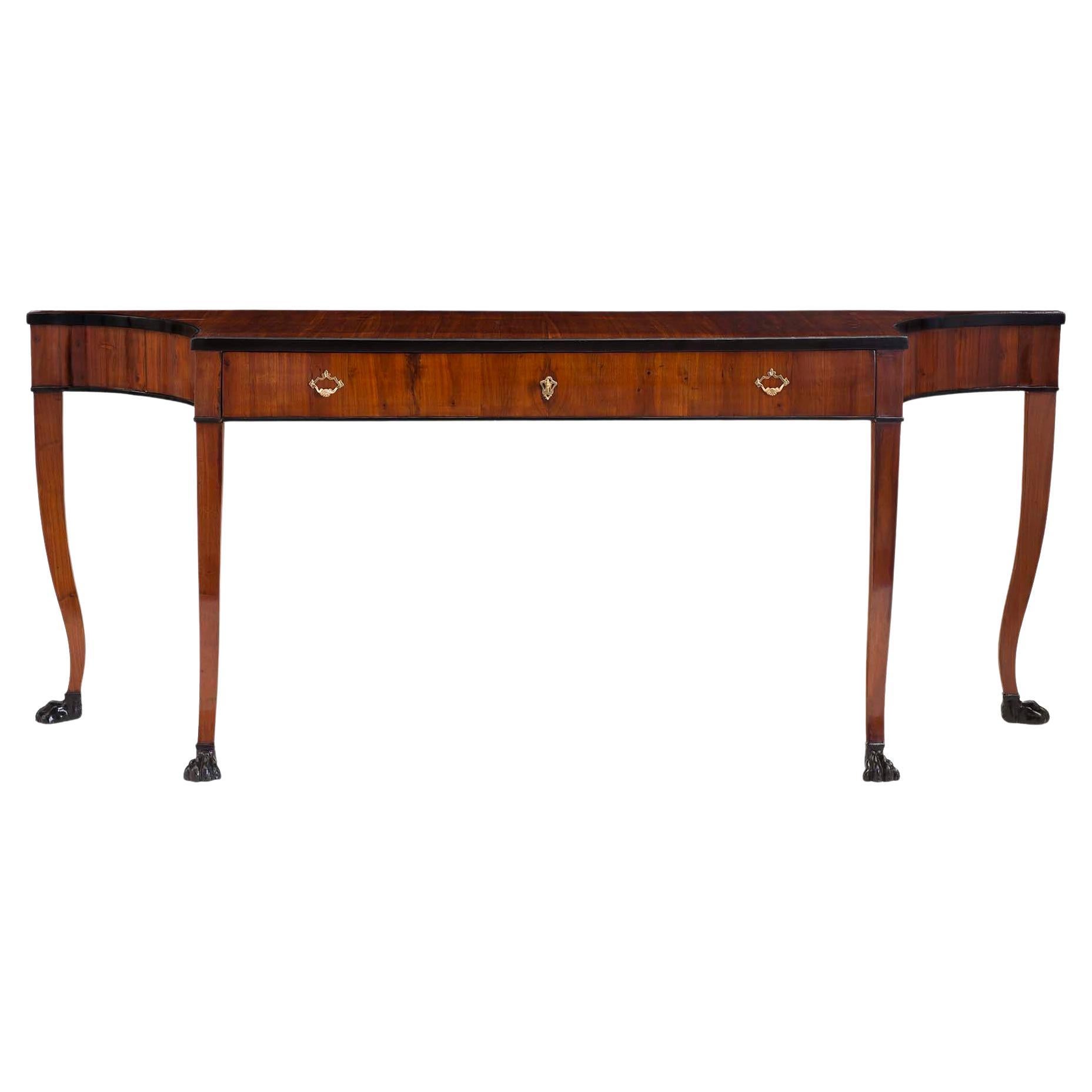 Italian Early 19th Century Neoclassical Style Mahogany and Fruitwood Console For Sale