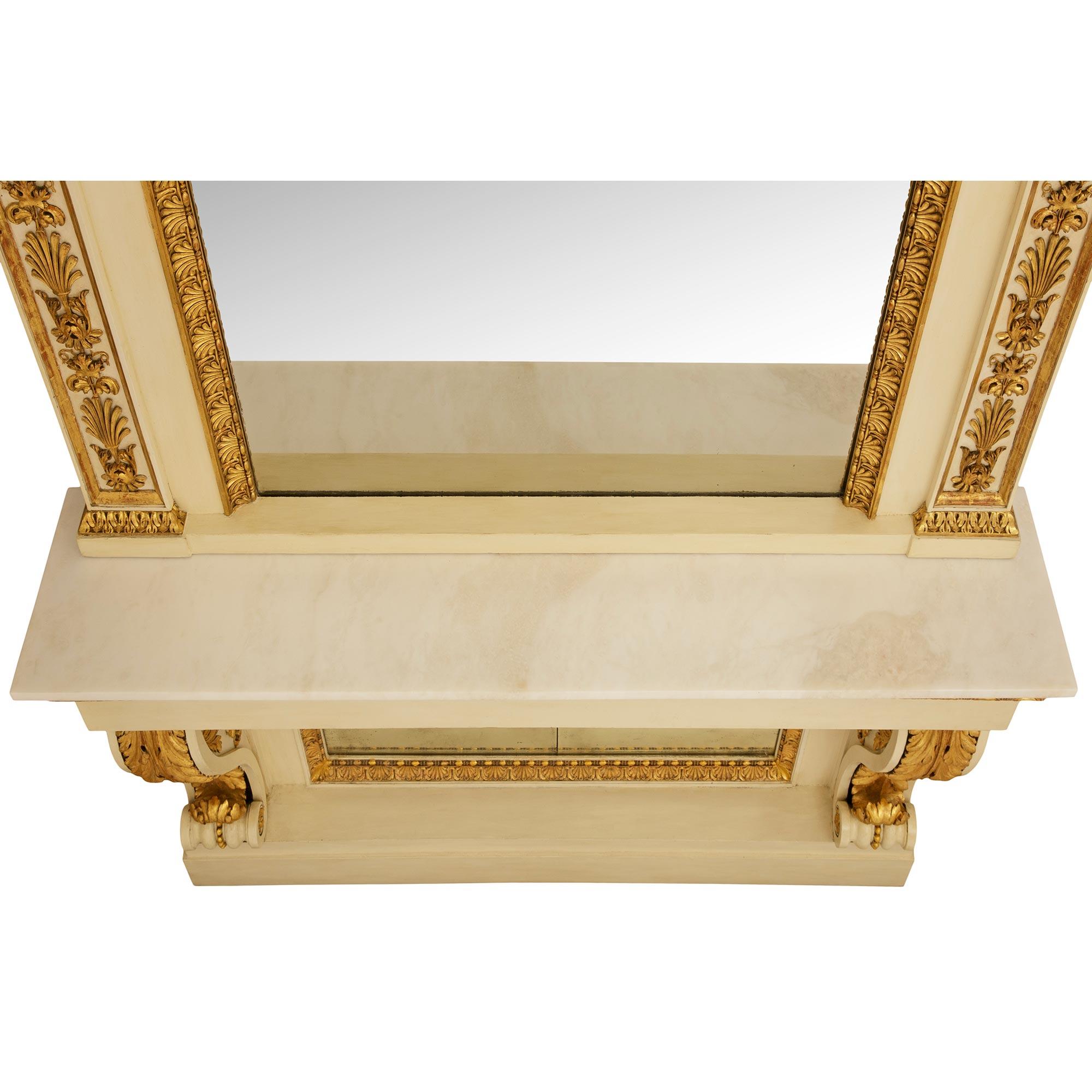 Italian early 19th century patinated and Giltwood mirror and console For Sale 4