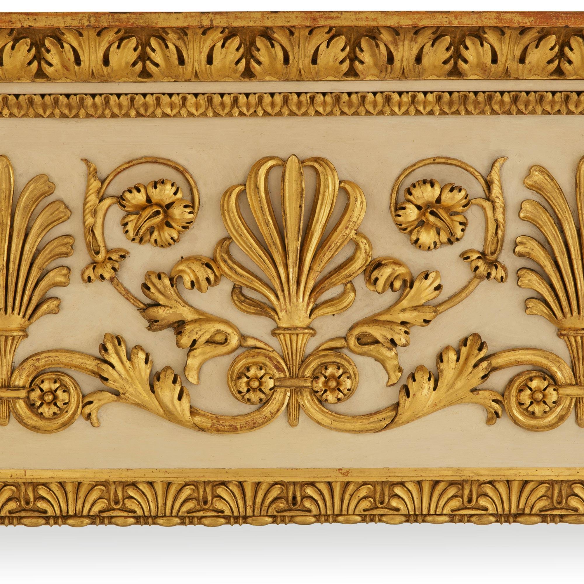 Mirror Italian early 19th century patinated and Giltwood mirror and console For Sale