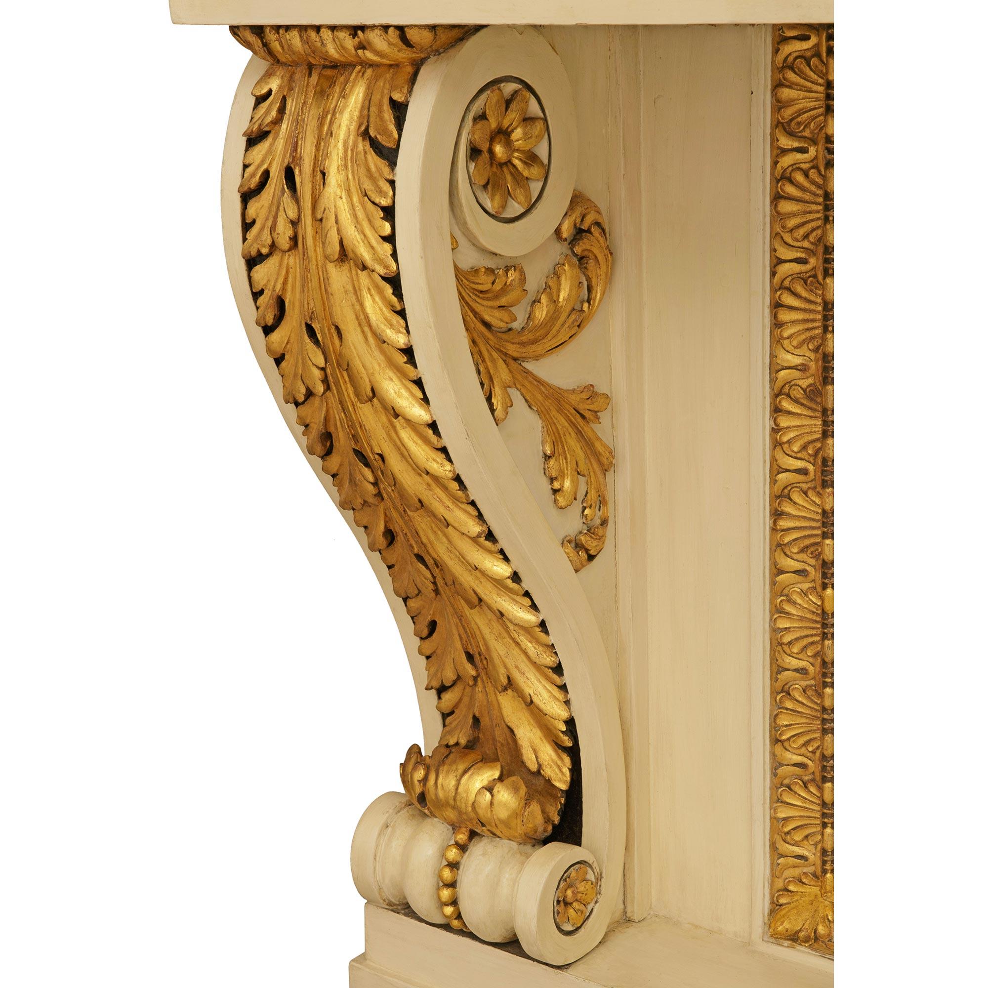 Italian early 19th century patinated and Giltwood mirror and console For Sale 3