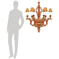 Italian early 19th century patinated Wood and Mecca chandelier