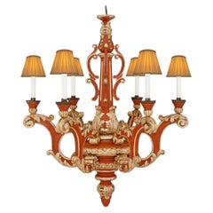 Italian early 19th century patinated Wood and Mecca chandelier