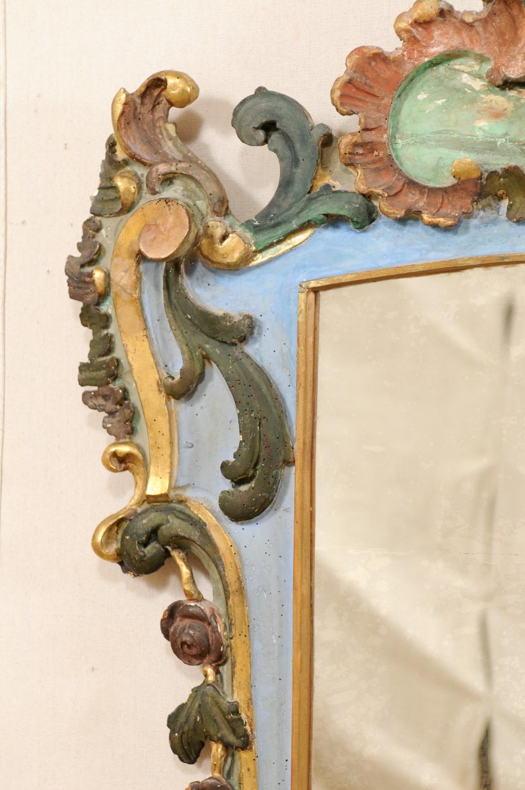 Italian Early 19th Century Rococo Style Mirror with It's Original Finish 1
