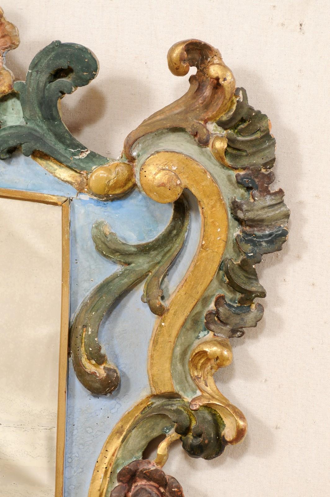 Italian Early 19th Century Rococo Style Mirror with It's Original Finish 2
