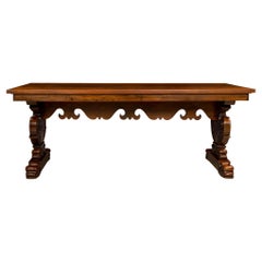 Antique Italian Early 19th Century Solid Walnut Dining Table