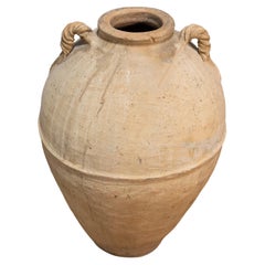 Italian Early 19th Century Terracotta Olive Oil Jar from Naples, Twisted Handles