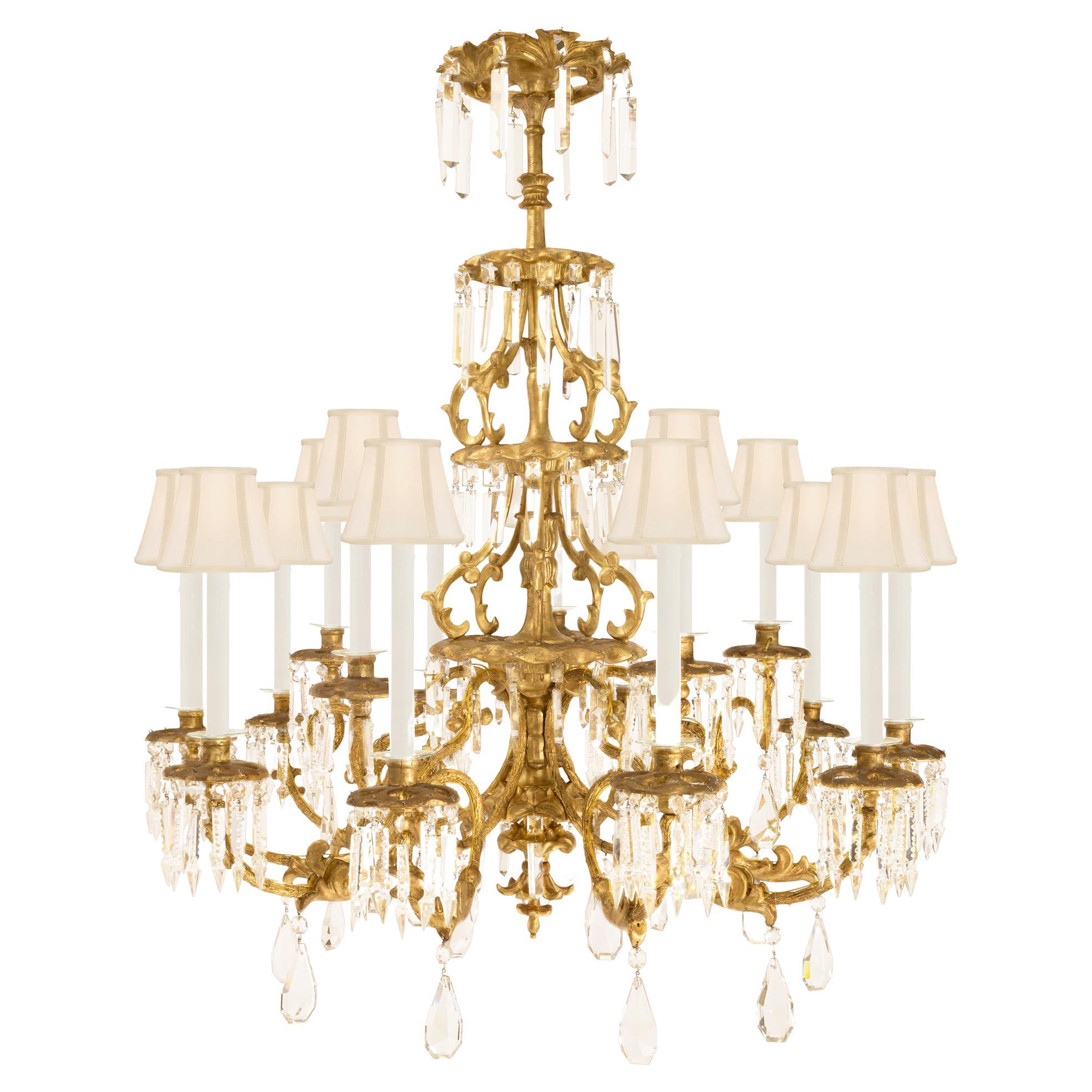Italian Early 19th Century Tuscan Giltwood Chandelier For Sale