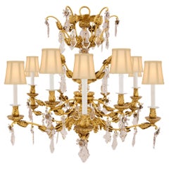 Italian Early 19th Century Tuscan Giltwood, Gilt Metal and Crystal Chandelier