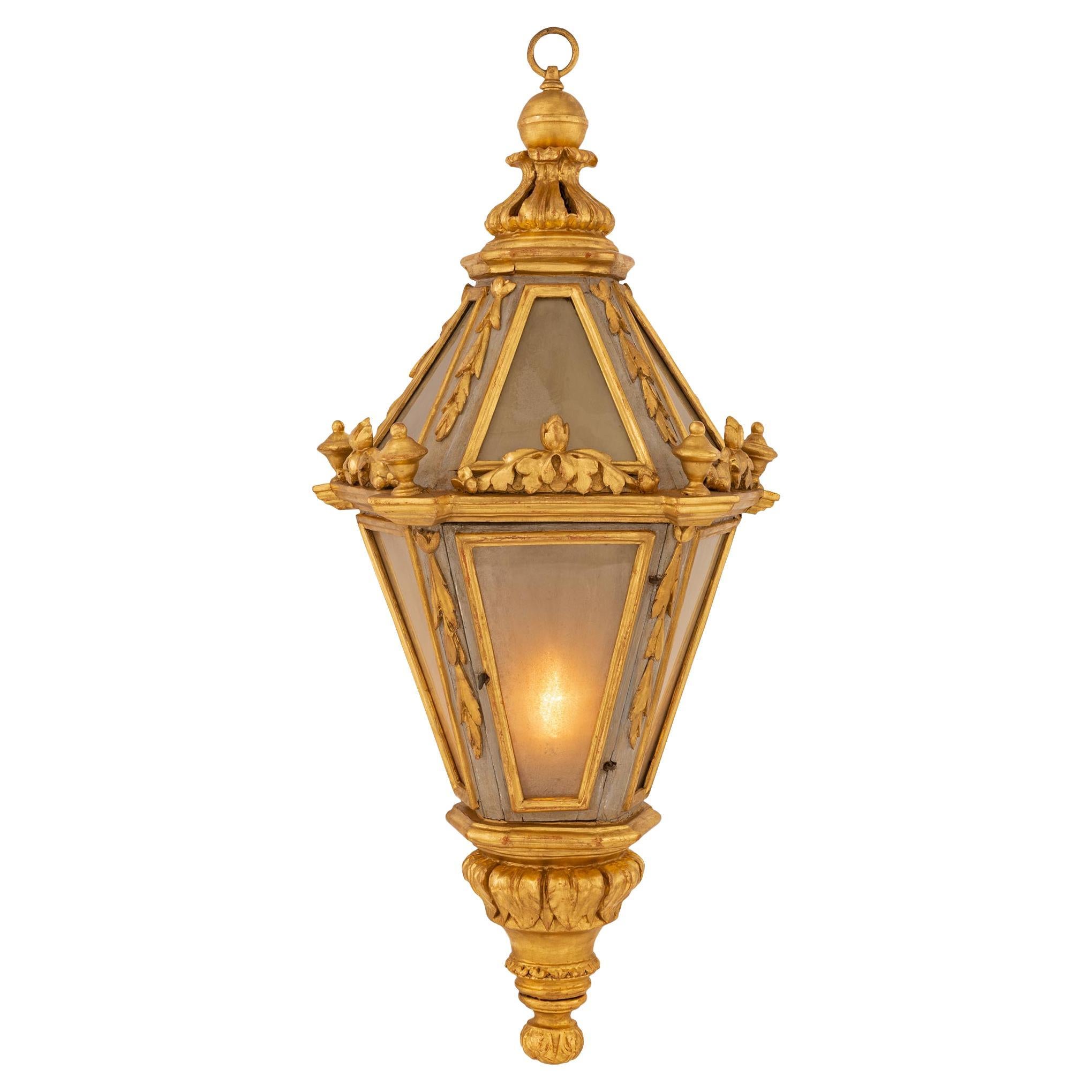 Italian Early 19th Century Venetian St. Patinated and Giltwood Lantern