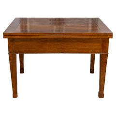 Used Italian Early 19th Century Walnut Folding Table with Tapered Legs