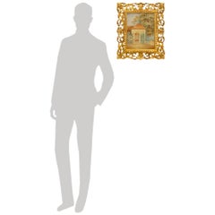 Italian early 19th century Watercolor and Giltwood painting