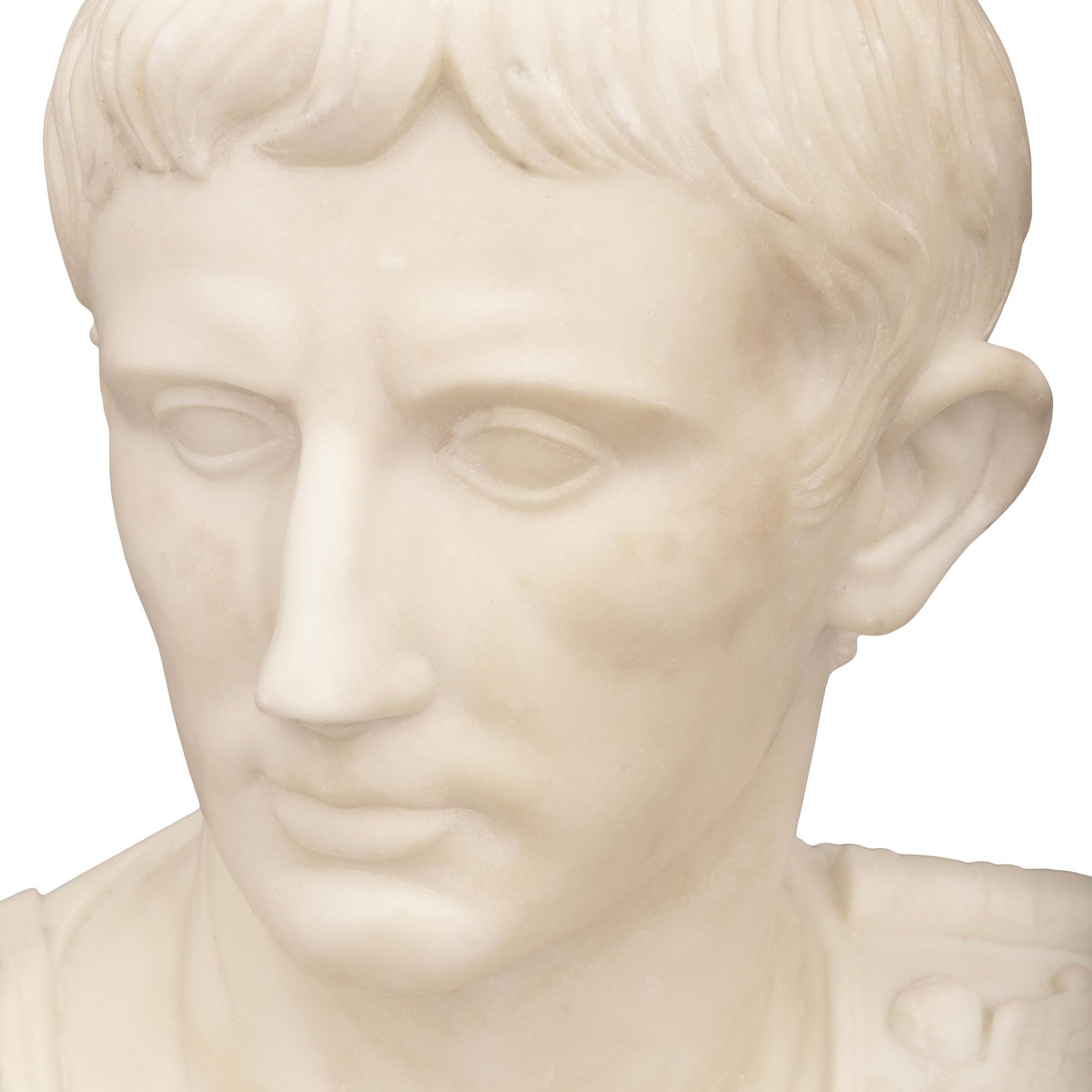 Carrara Marble Italian early 19th century white Carrara marble bust For Sale