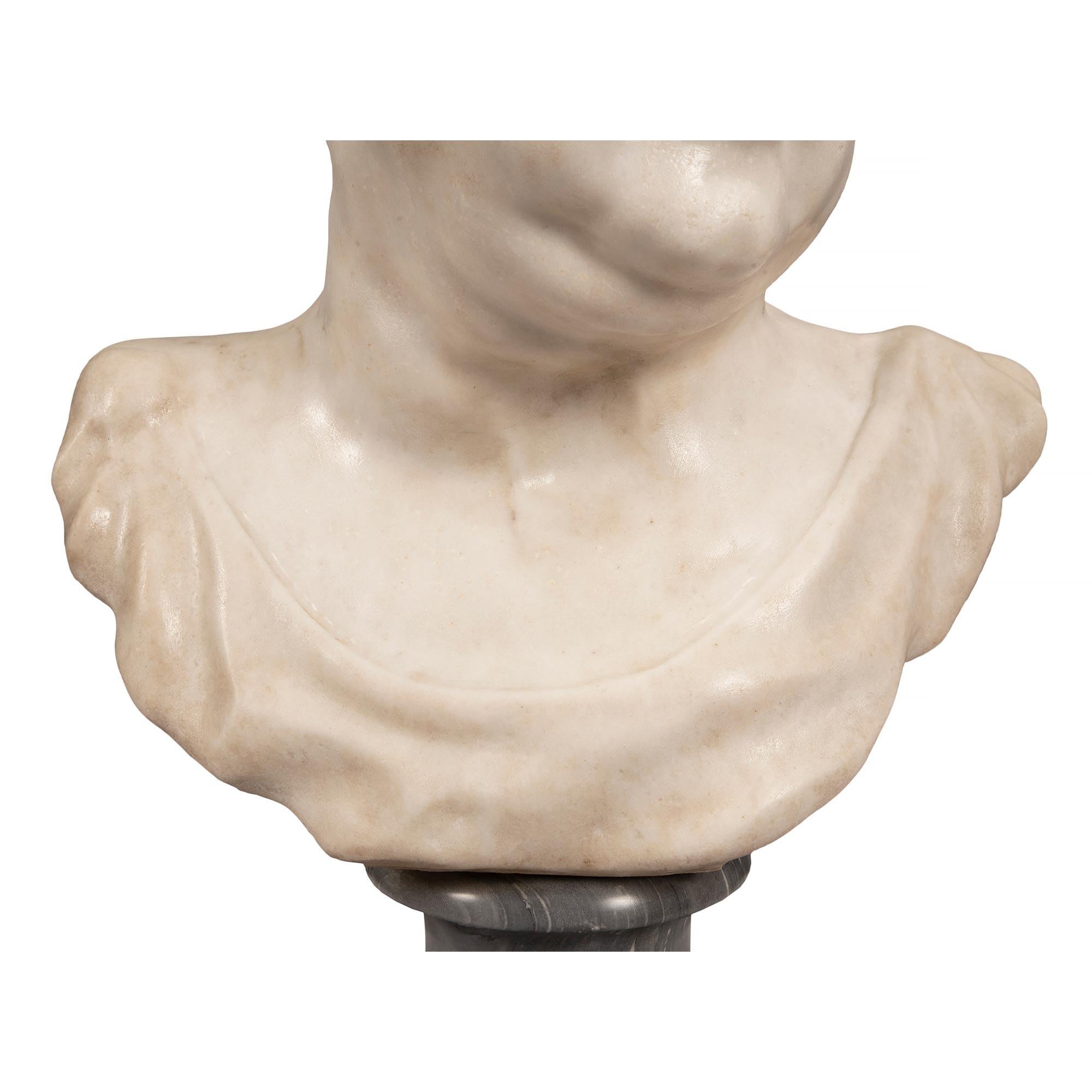 Italian Early 19th Century White Carrara Marble Bust of a Roman Emperor For Sale 6