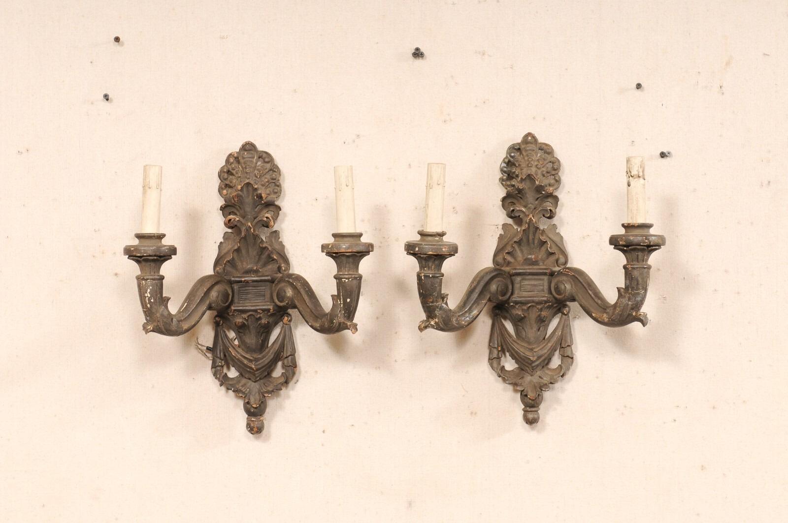 Italian Early 20th C. Carved-Wood Sconces For Sale 5