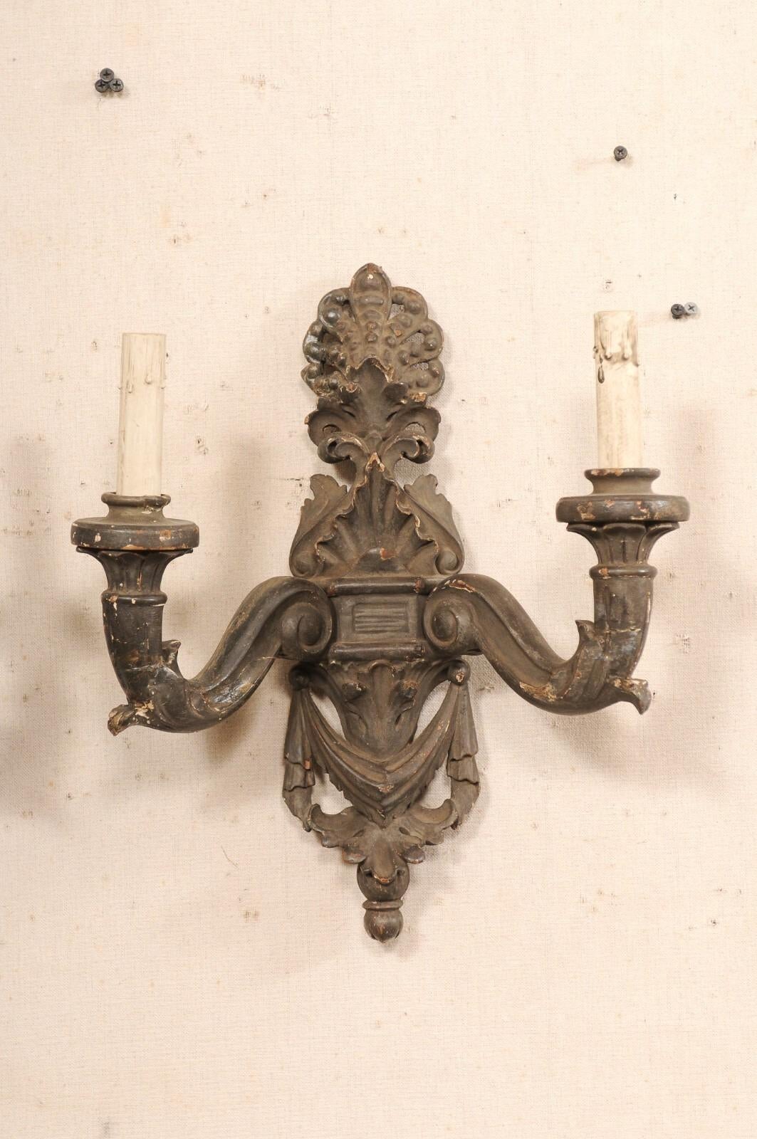 Italian Early 20th C. Carved-Wood Sconces For Sale 3