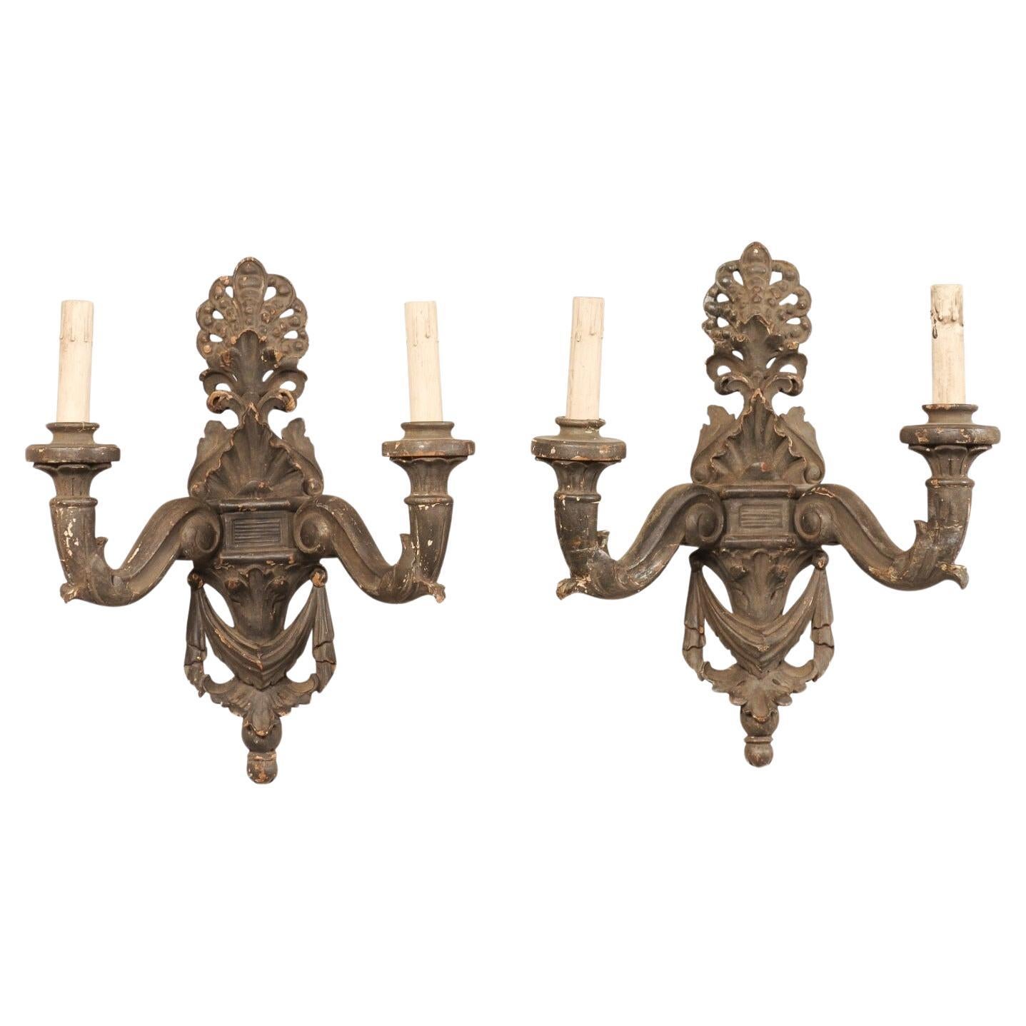 Italian Early 20th C. Carved-Wood Sconces For Sale