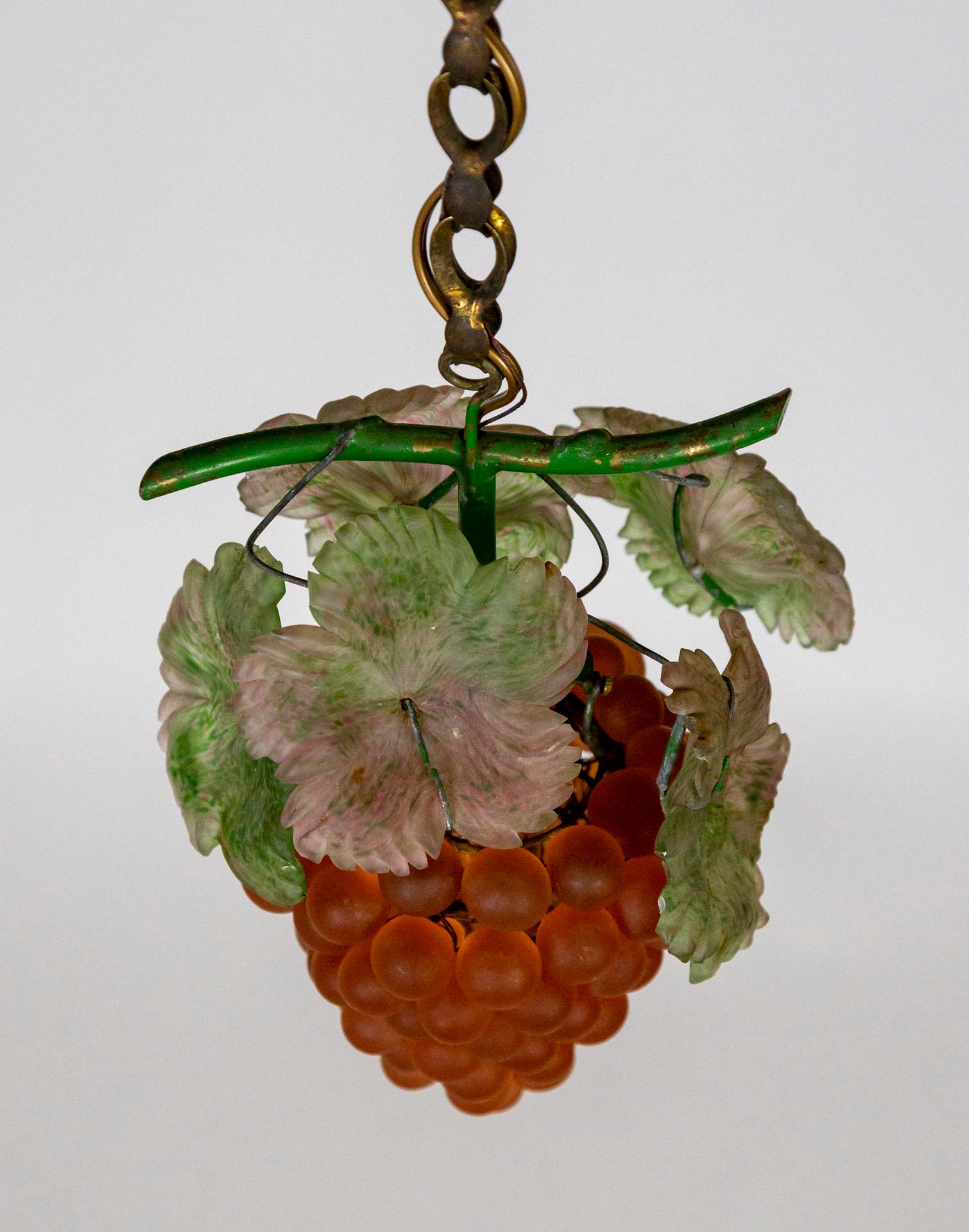 Italian Early 20th C. Glass Grape Bunch Pendant Light (2 available) For Sale 4