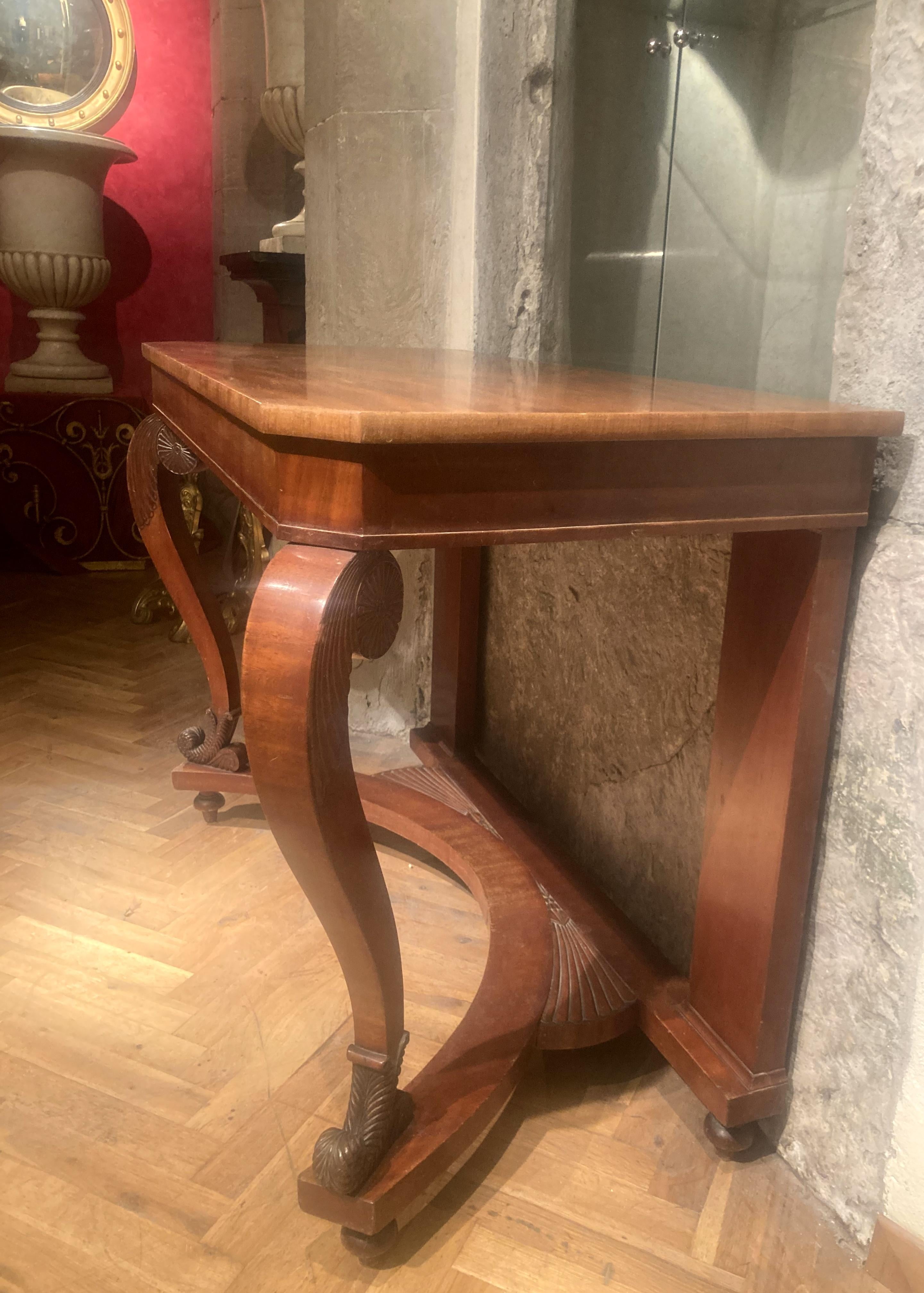 Italian Early 20th Century Art Nouveau Wood Console Table or Writing Desk For Sale 2