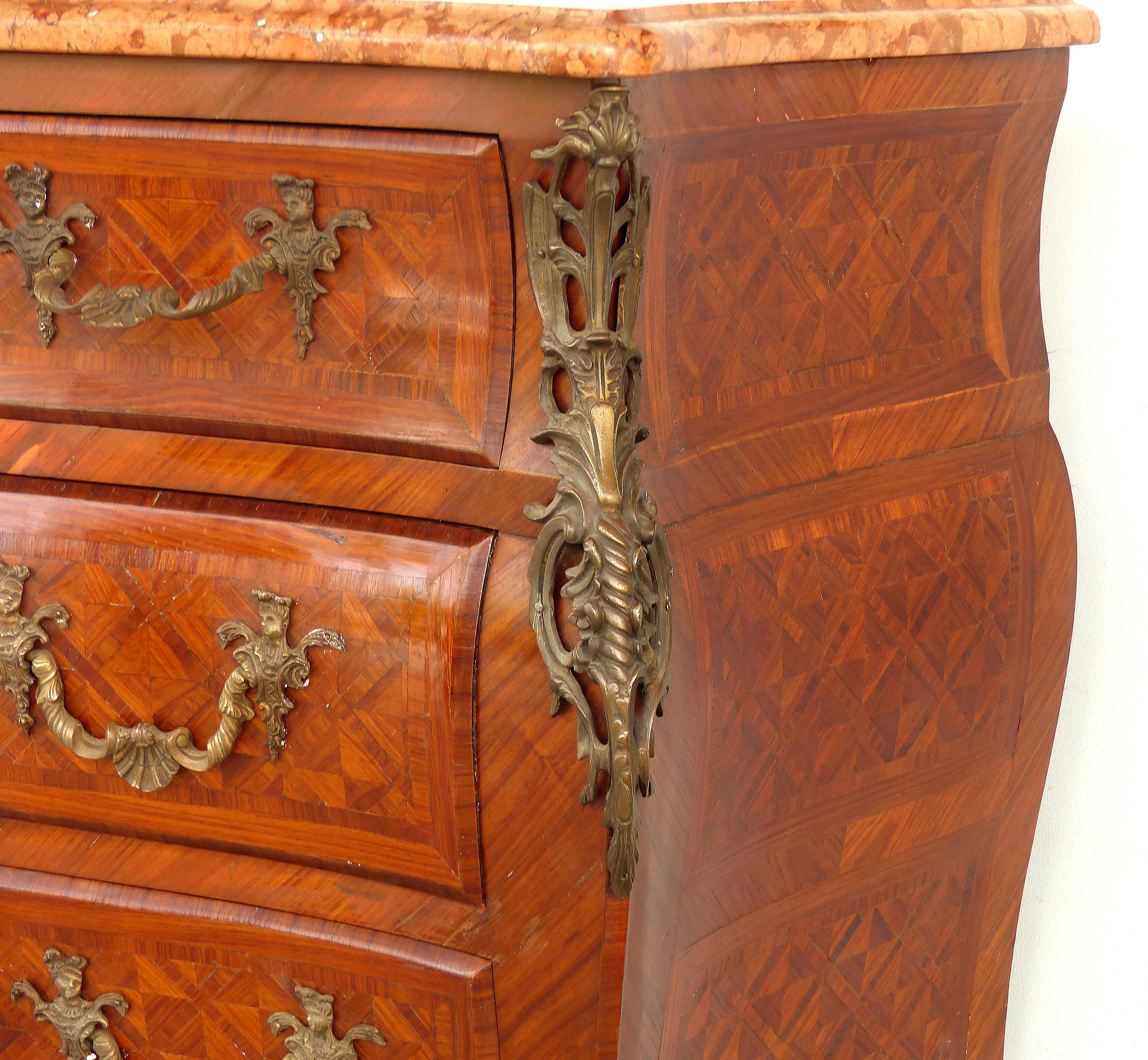 Italian Early 20th Century Bombe Commode with Bronze Mounts and Marble Top 4