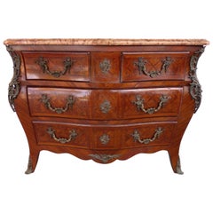 Italian Early 20th Century Bombe Commode with Bronze Mounts and Marble Top