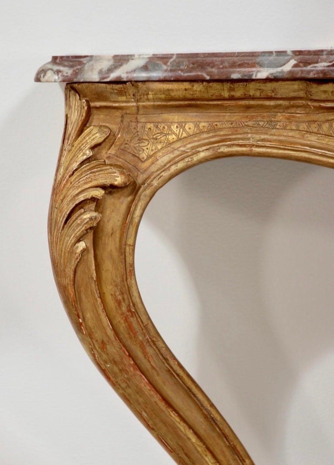 Marble Italian Early 20th Century Carved Giltwood Console Tables For Sale