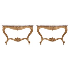 Italian Early 20th Century Carved Giltwood Console Tables