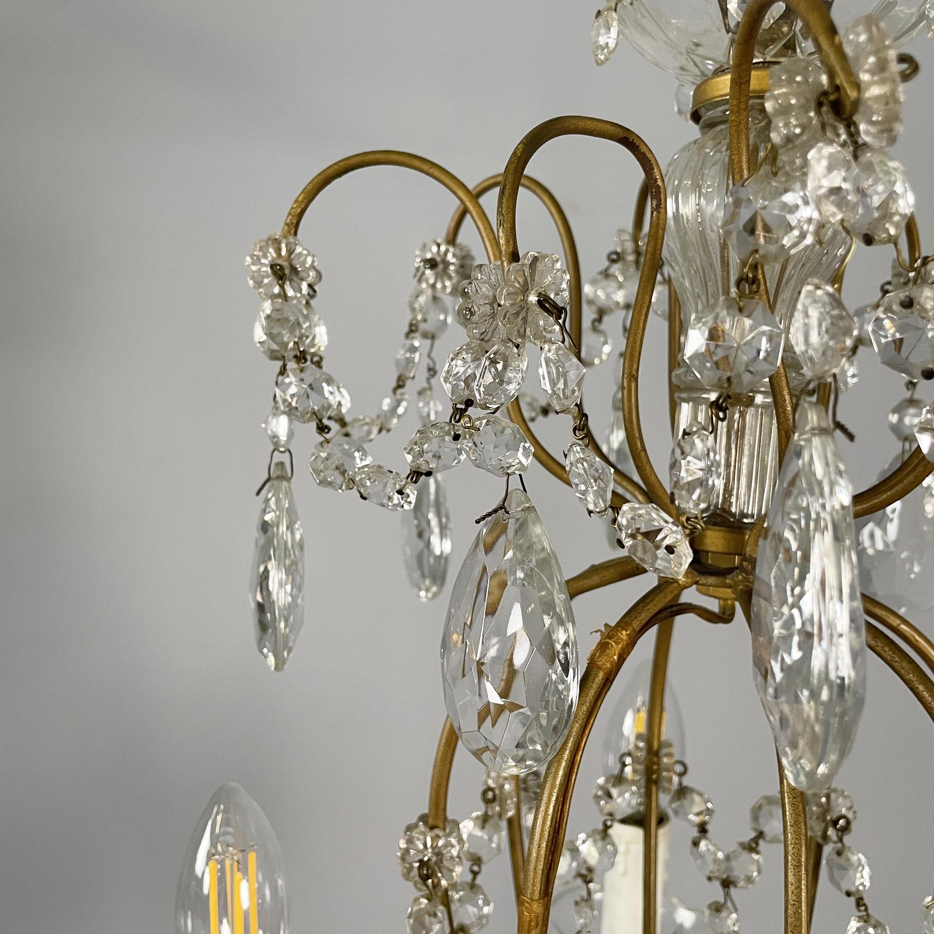 Lustre italien du début du 20e siècle en verre et laiton, 1900-1950s en vente 10