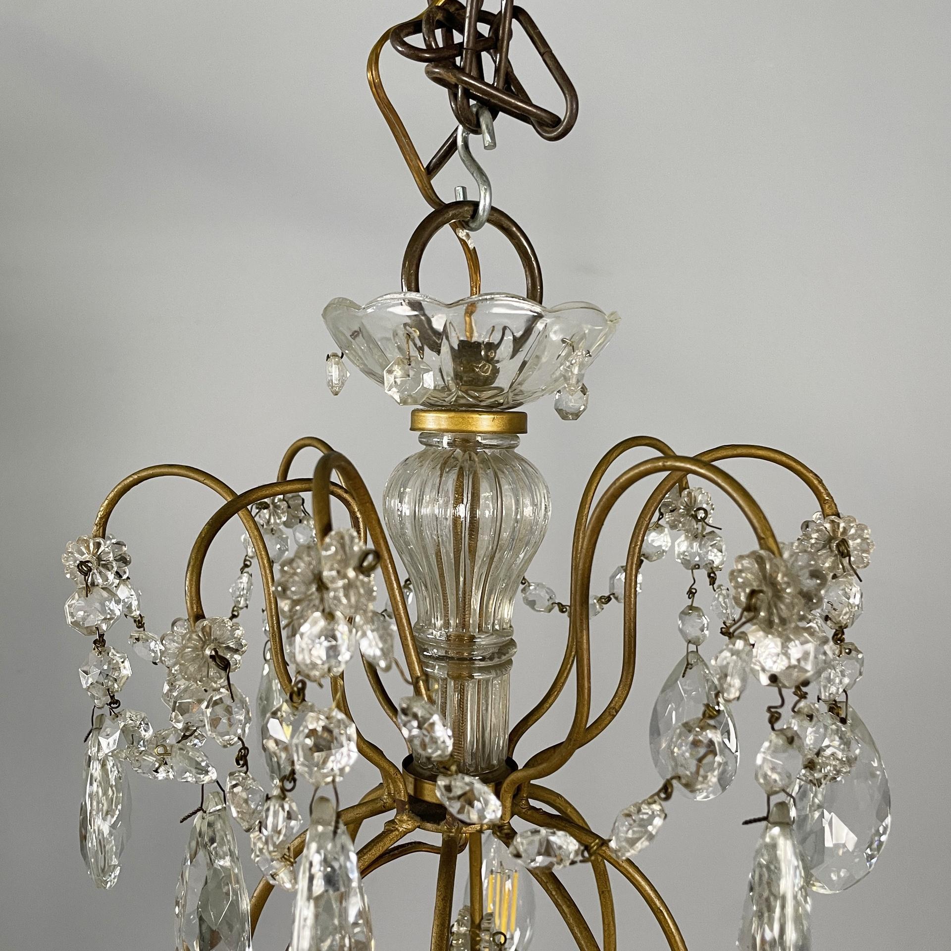 Lustre italien du début du 20e siècle en verre et laiton, 1900-1950s en vente 14
