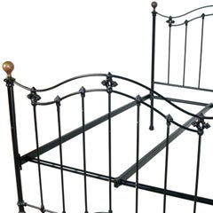 Italian Early 20th Century Iron and Cast Iron Enamelled Bed, Golden Brass Parts