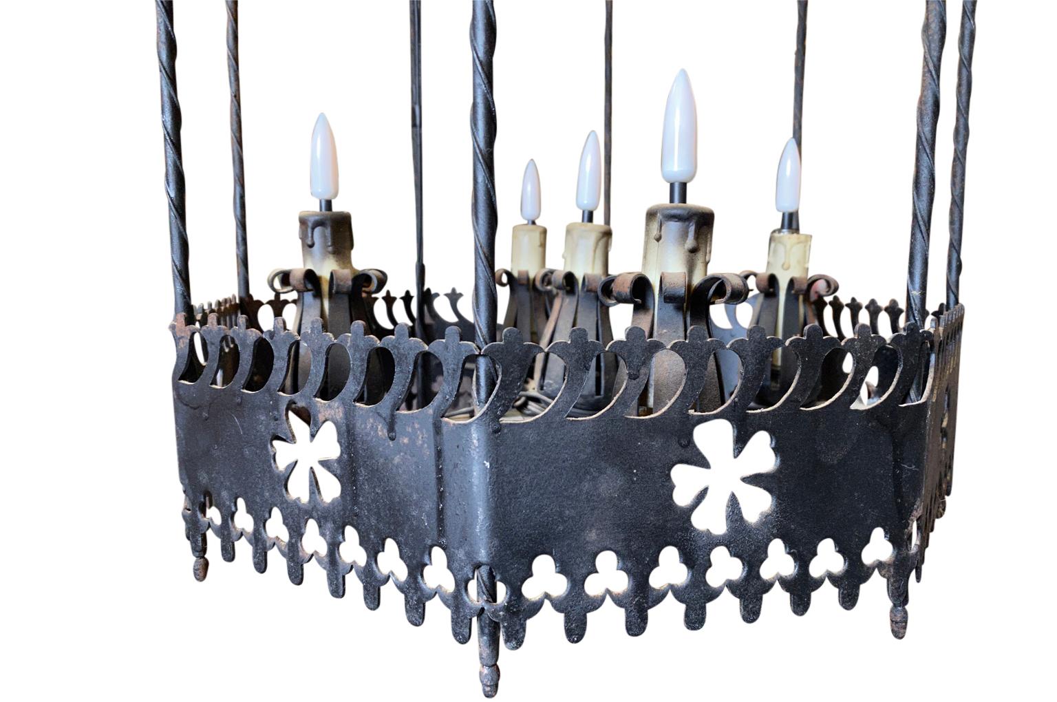 Italian Early 20th Century Iron Chandelier For Sale 2