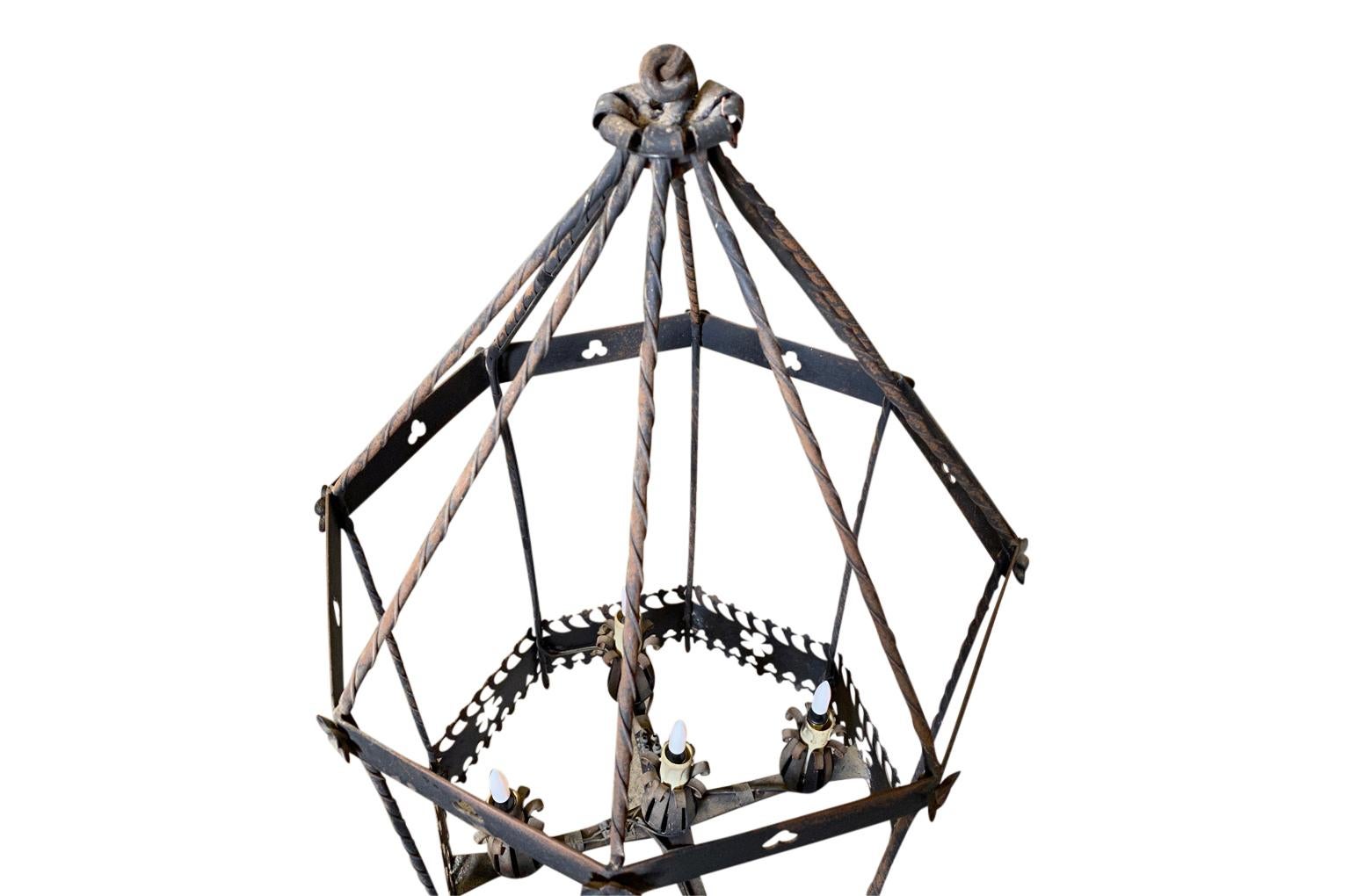 Italian Early 20th Century Iron Chandelier For Sale 3