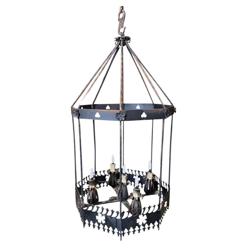 Italian Early 20th Century Iron Chandelier For Sale