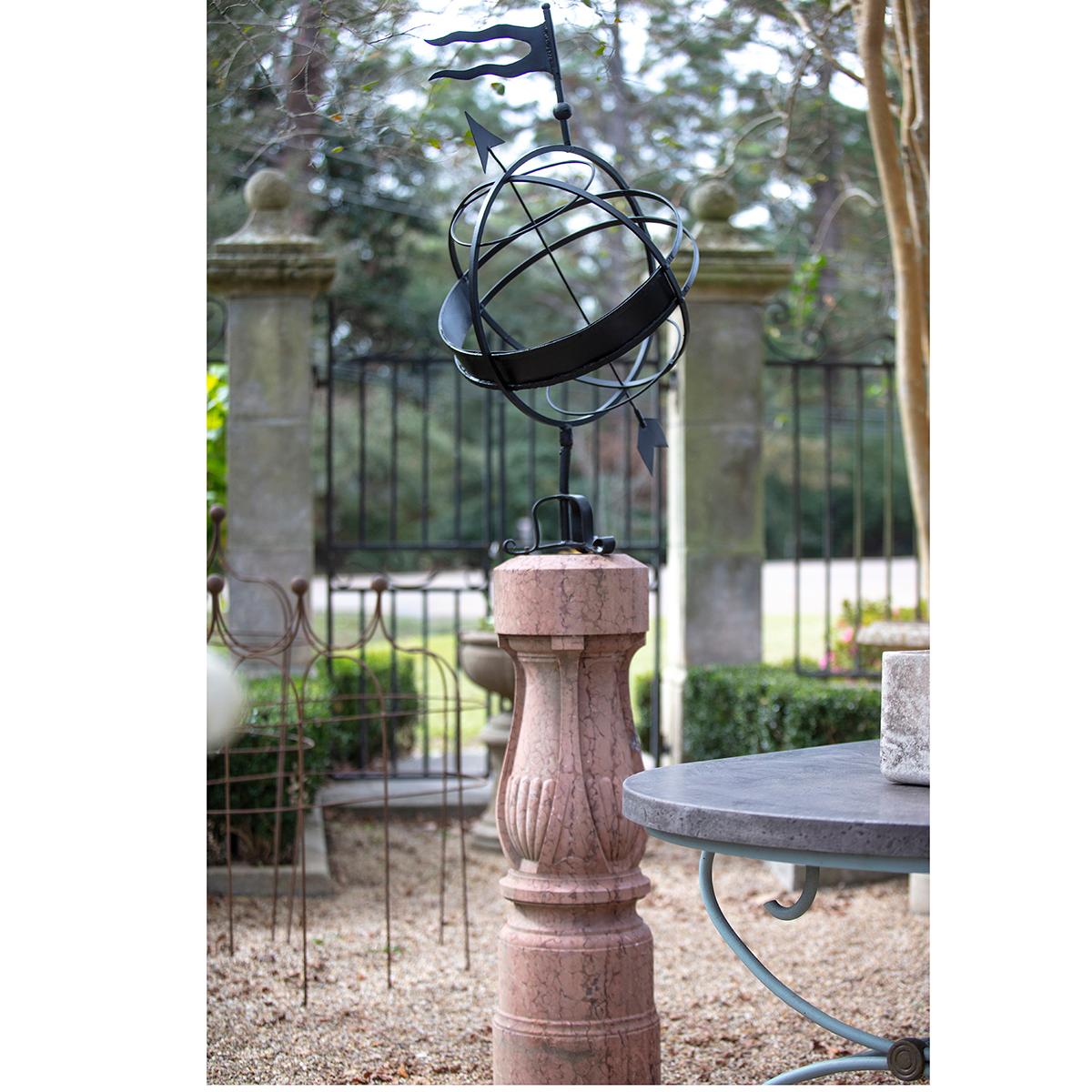 Italian Early 20th Century Marble Pedestal with Armillary In Good Condition In Baton Rouge, LA