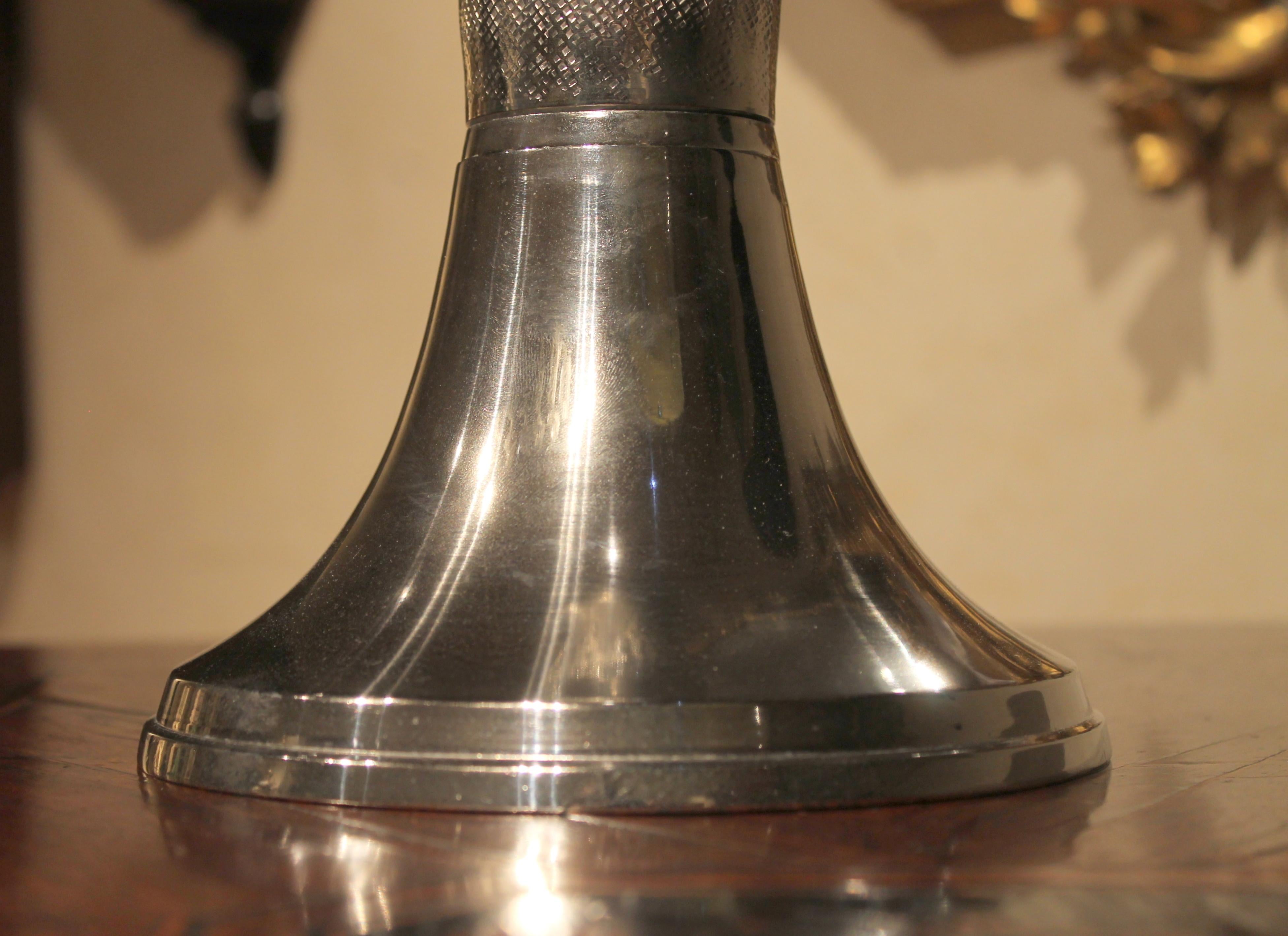 Italian Early 20th Century Modernist Hammered Cast Aluminum Trumpet Shape Vases 9