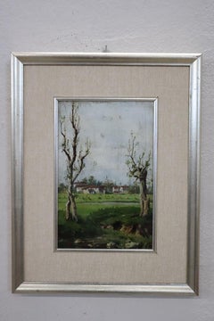 Italian Early 20th Century Two Oil Paintings on Board, Countryside landscapes