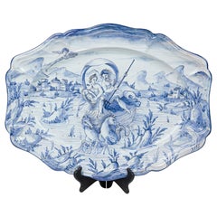 Italian Early 20th Century Venus 
Neptune Albisola Majolica Lidded Serving Tray