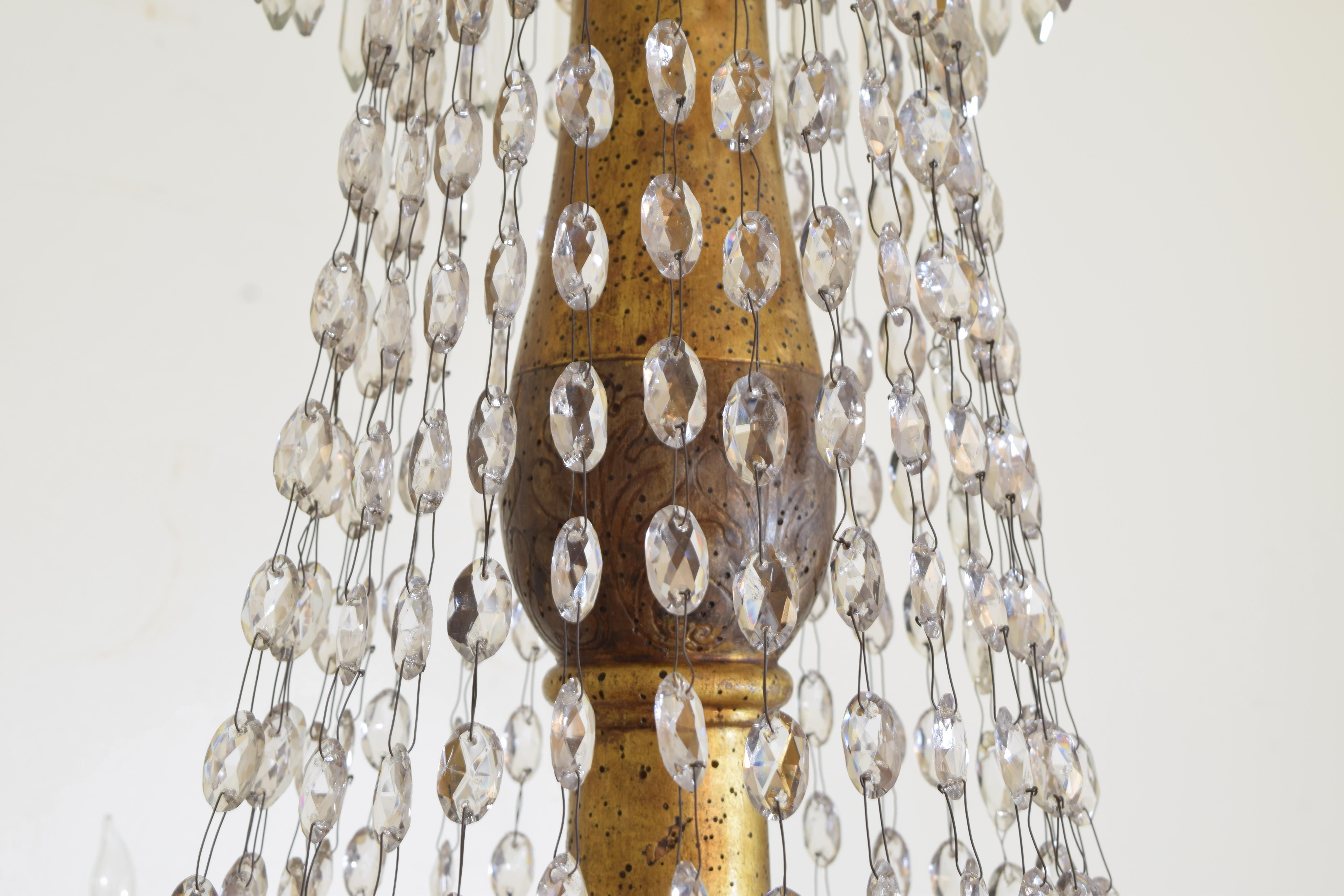 Italian Early Neoclassic Gilt Iron, Brass, & Glass 8-Light Chandelier ca 1780-17 1